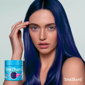 Midnight blue hair colour model watermark