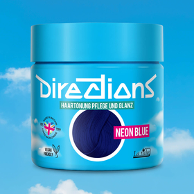 Neonblaue Haarfarbe in Töpfen – Deutsch