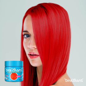 Neon red hair colour model watermark