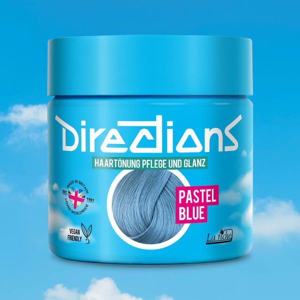 Pastellblaue Haarfarbe in Töpfen – Deutsch