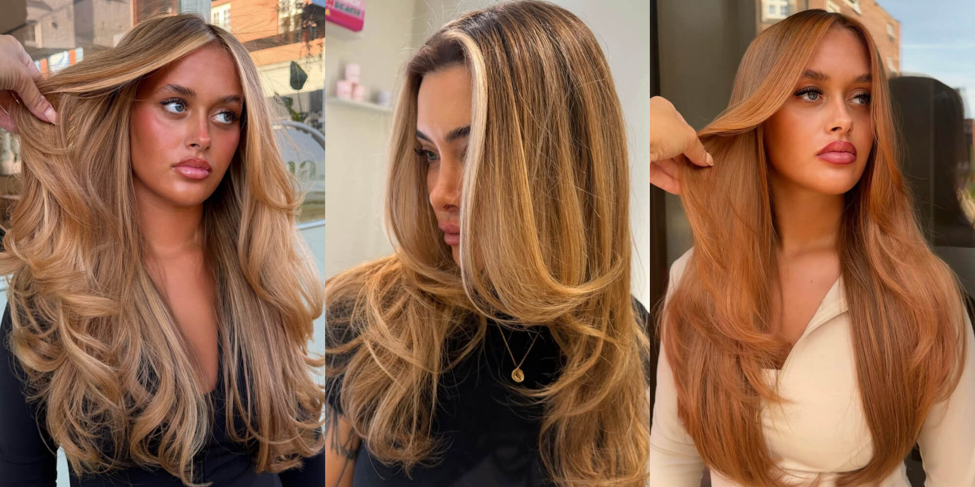 A collage of different shades of blonde hair colour created using Directions blonde hair dyes