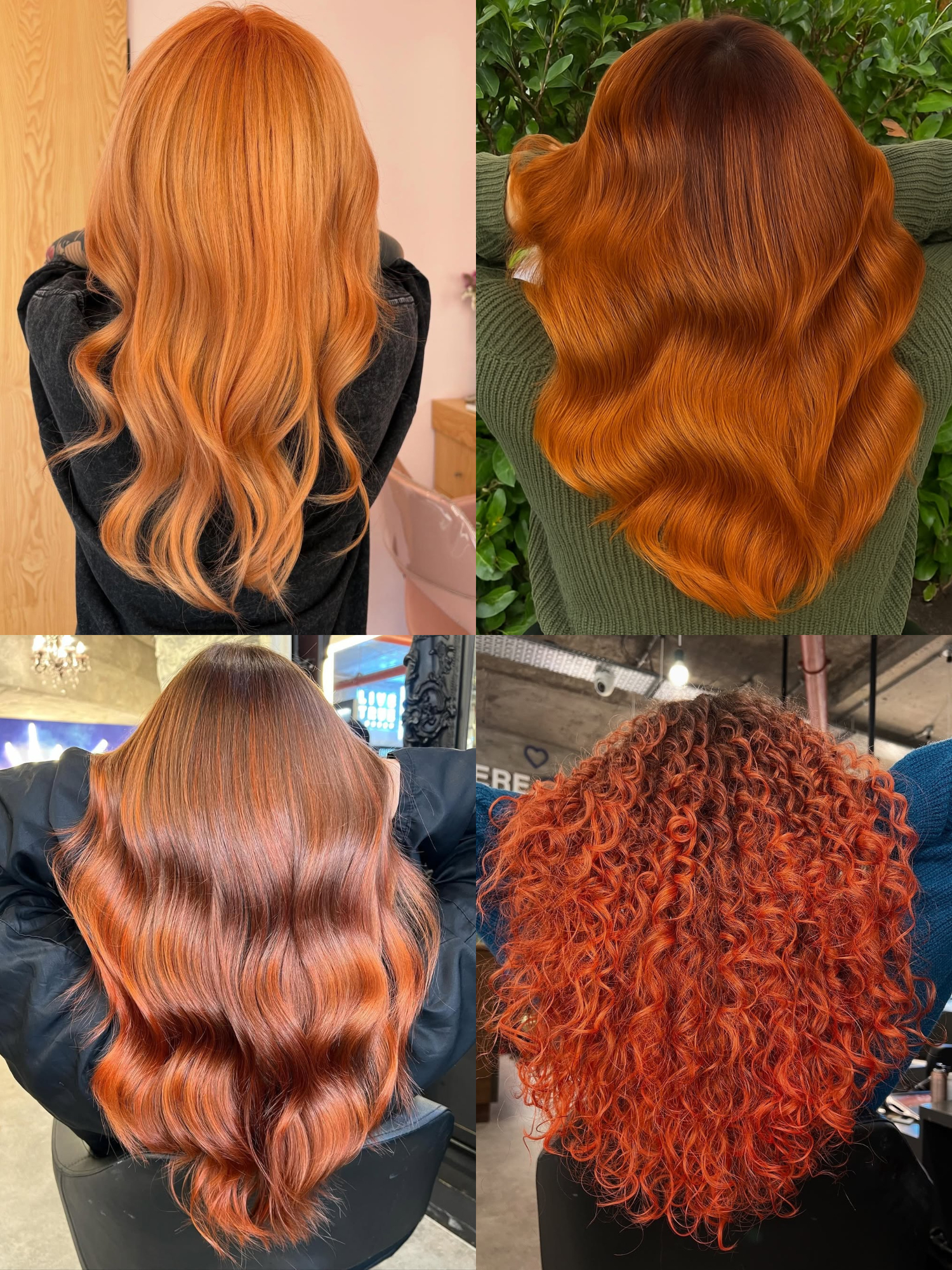 A collage of different shades of copper hair colour created using Directions copper hair dyes