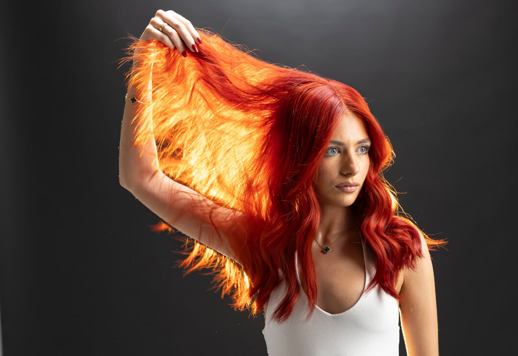 Example of copper hair colour using the Directions Fire Opal copper hair dye